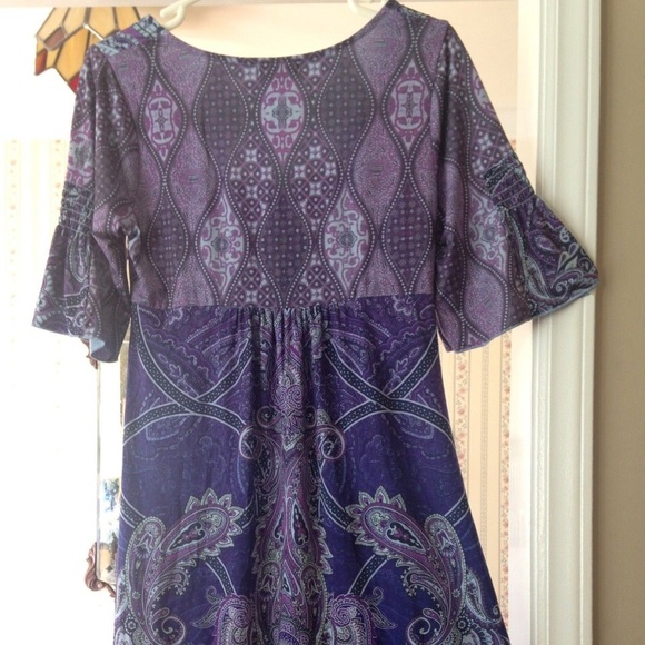 One World Peasant Boho Purple Empire Waist Bell Sv - Picture 7 of 8